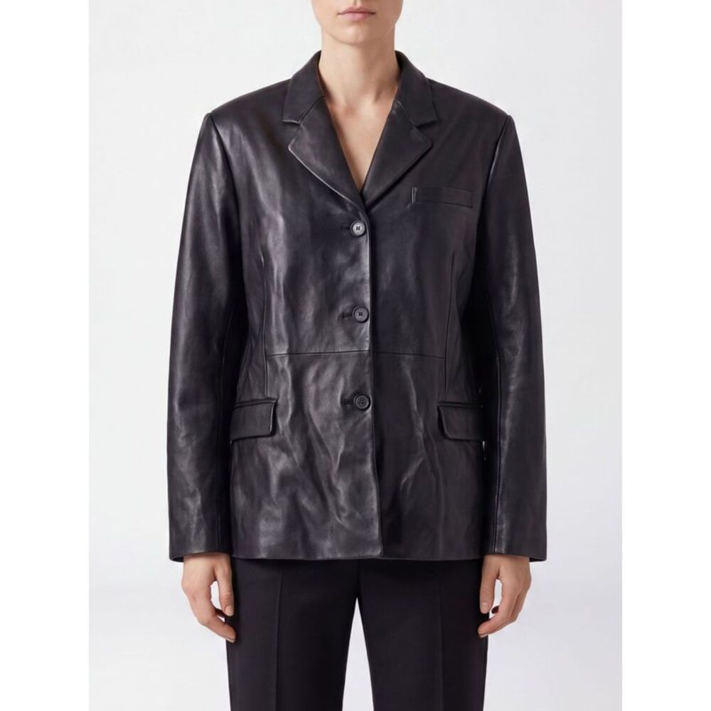 Magda Butrym Single-Breasted Sheepskin Leather Blazer With Flap Pockets